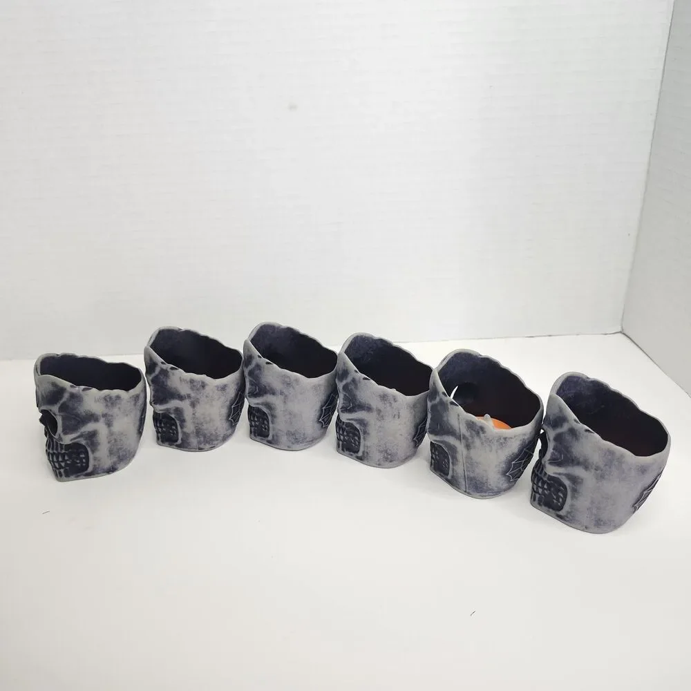 Lot Of 6 Skull Tea Lights